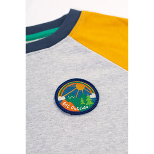 Grey Marl/Get Outside Leo Raglan Top-Frugi-Modern Rascals