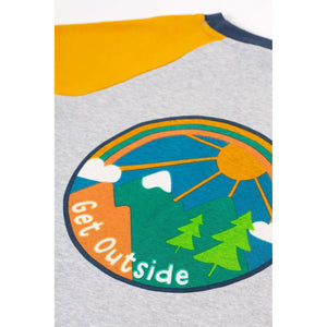 Grey Marl/Get Outside Leo Raglan Top-Frugi-Modern Rascals