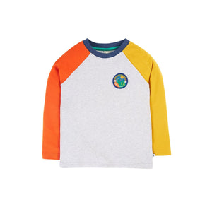 Grey Marl/Get Outside Leo Raglan Top-Frugi-Modern Rascals