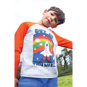 Grey Marl/Out Of This World Tamar Raglan Top-Frugi-Modern Rascals