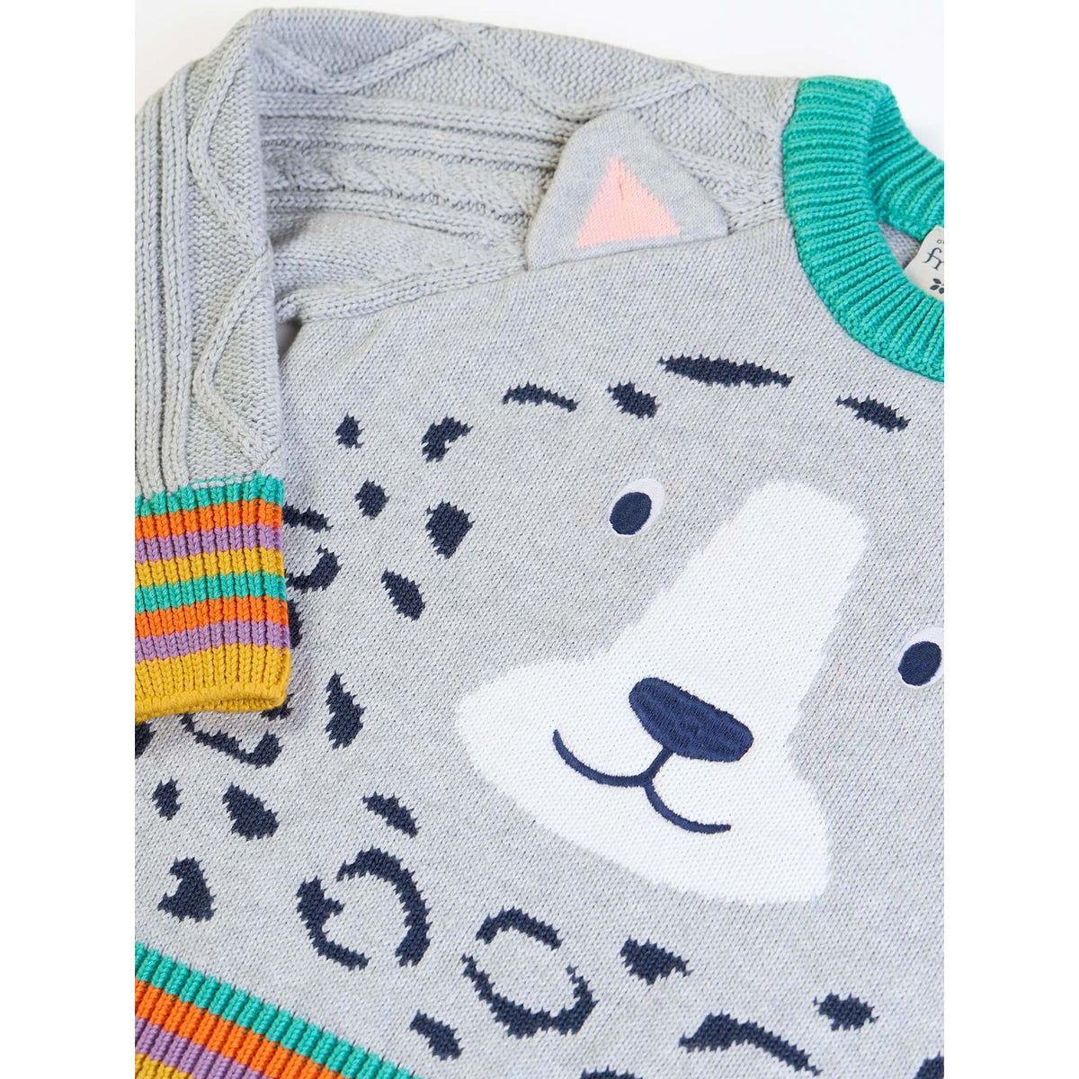 Grey Marl/Snow Leopard Caleb Character Knit Sweater-Frugi-Modern Rascals