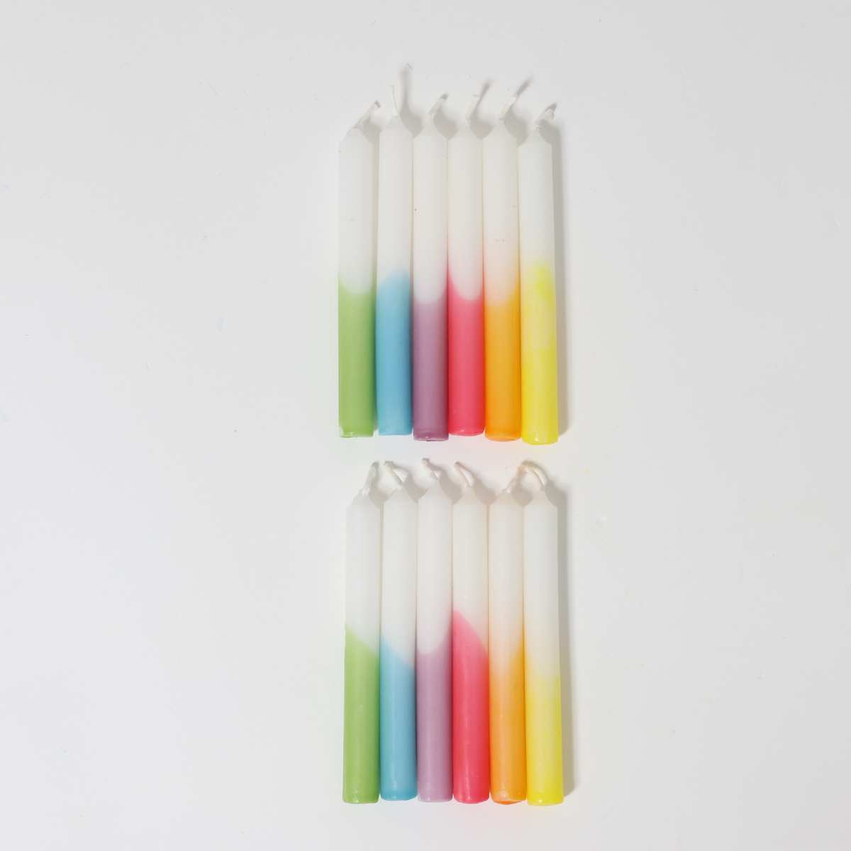 Grimm's Box of Celebration Dip-Dye Rainbow Candles (12 pieces)-Grimms-Modern Rascals