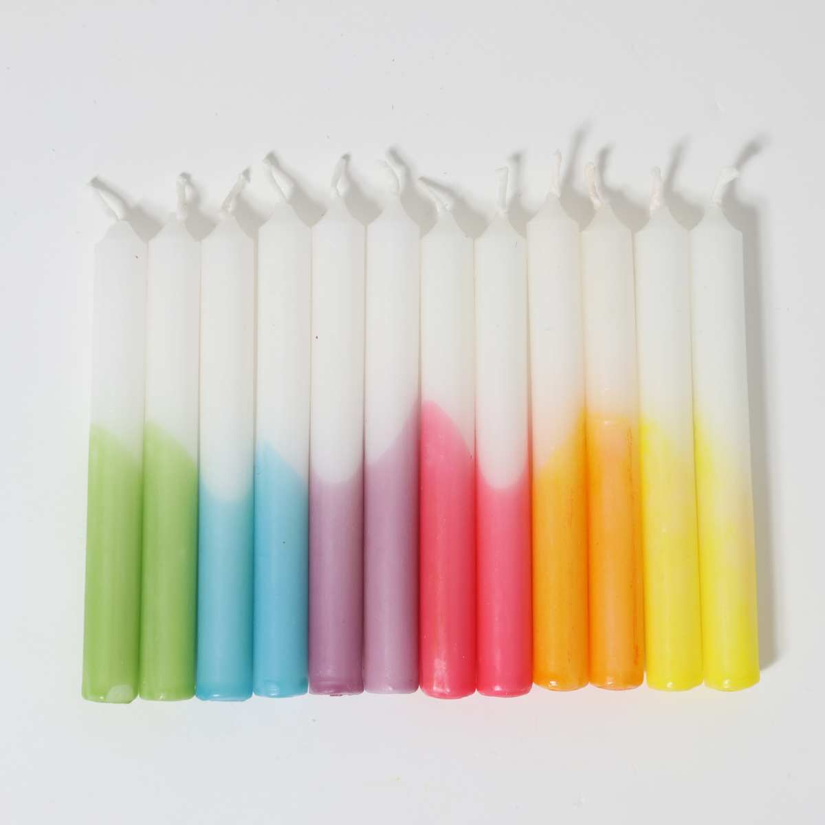 Grimm's Box of Celebration Dip-Dye Rainbow Candles (12 pieces)-Grimms-Modern Rascals