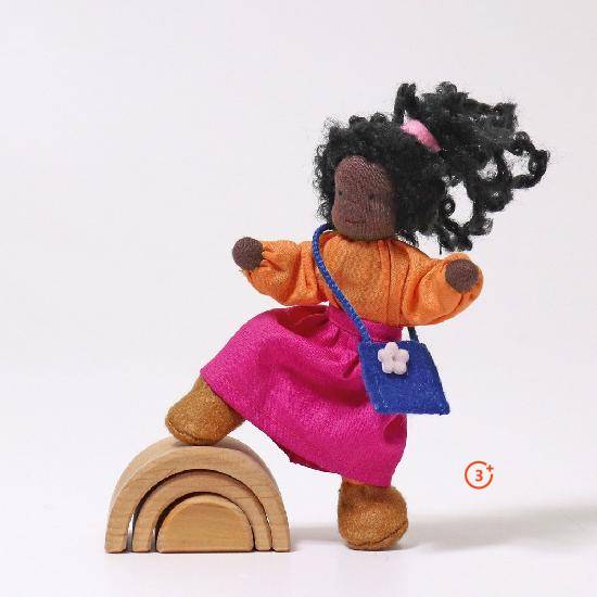 Grimm's Doll - Ebony Child wearing a Dress-Grimms-Modern Rascals