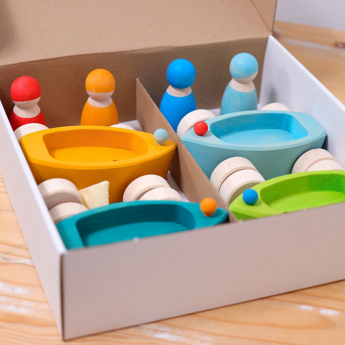 Grimm's - Set of 4 Little Land Yachts with Sailors - SECONDS-Warehouse Find-Modern Rascals