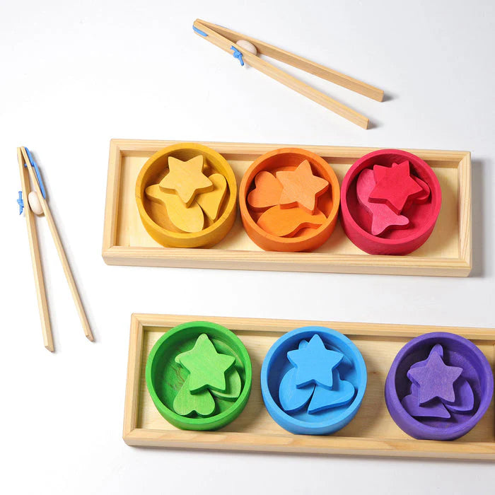 Grimm's Sorting Rainbow Game - Bowls, Tweezers, and Figures-Grimms-Modern Rascals