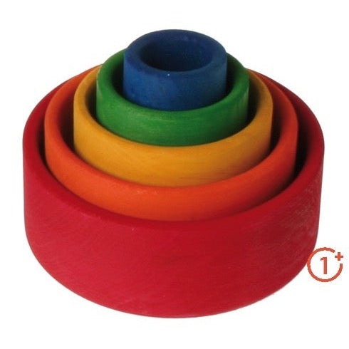 Grimm's Stacking Bowls in Rainbow with a Red Outside-Grimms-Modern Rascals