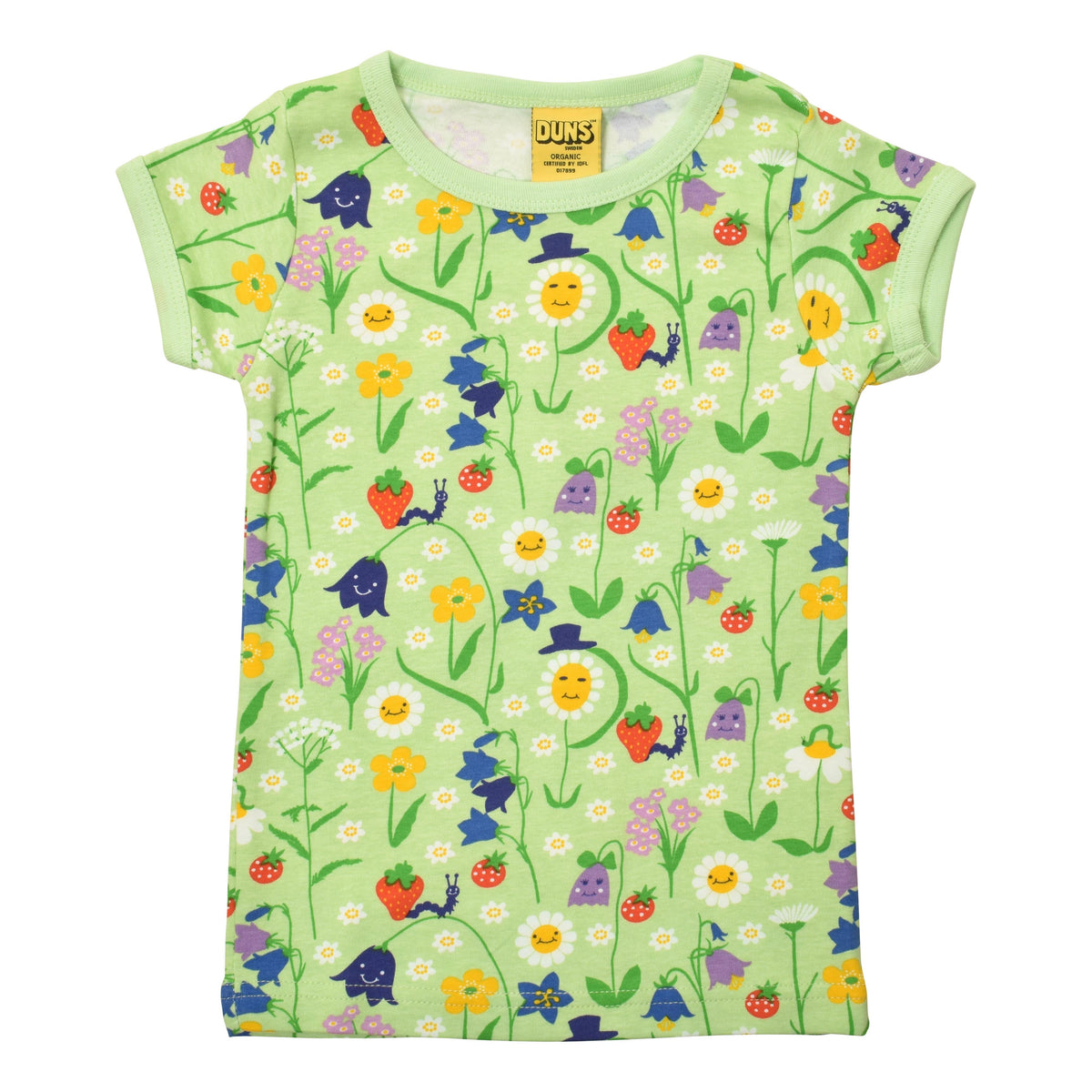 Happy Flower - Patina Green Short Sleeve Shirt - 2 Left Size 7-8 & 10-11 years-Duns Sweden-Modern Rascals
