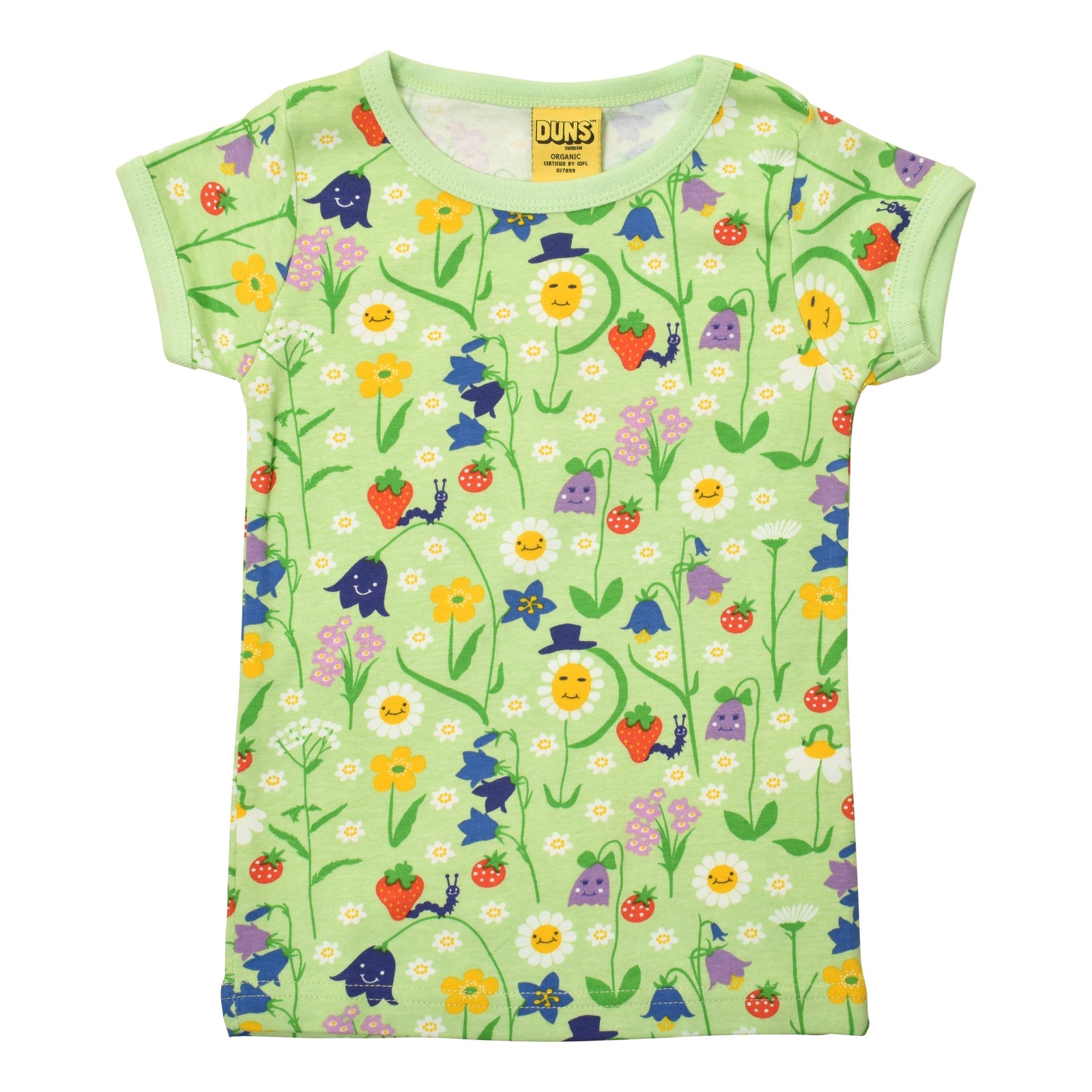 Happy Flower - Patina Green Short Sleeve Shirt - 2 Left Size 7-8 & 10-11 years-Duns Sweden-Modern Rascals