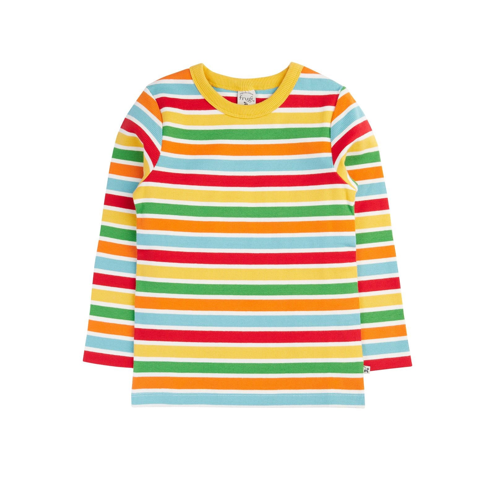 Happy Rib Stripe Rainbow Rib Top-Frugi-Modern Rascals