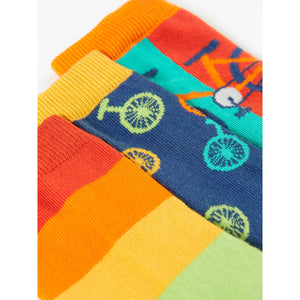 Happy Trails Rock My Socks - 3 Pack - 2 Left Size 2-4 years-Frugi-Modern Rascals