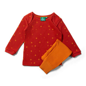 Hazelnut Stars Organic Waffle Shirt & Jogger Playset-Little Green Radicals-Modern Rascals