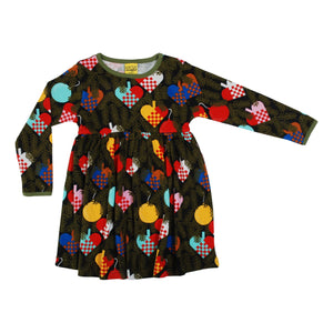 Heart Long Sleeve Dress With Gathered Skirt - 1 Left Size 11-12 years-Duns Sweden-Modern Rascals