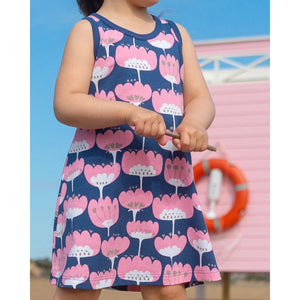 HELINA Sleeveless Dress - Blomma in Blueberry and Light Pink - 2 Left Size 2-3 & 9-10 years-PaaPii-Modern Rascals