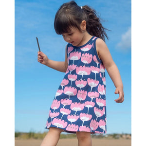 HELINA Sleeveless Dress - Blomma in Blueberry and Light Pink-PaaPii-Modern Rascals