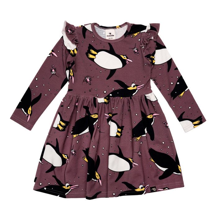 Hoiho Long Sleeve Dress - Maroon - 1 Left Size 4-6 years-Mullido-Modern Rascals