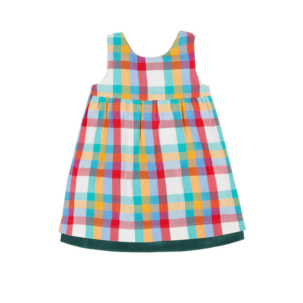 Holly Green/Rainbow Check Rosalie Reversible Dress-Frugi-Modern Rascals