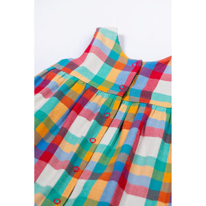 Holly Green/Rainbow Check Rosalie Reversible Dress-Frugi-Modern Rascals