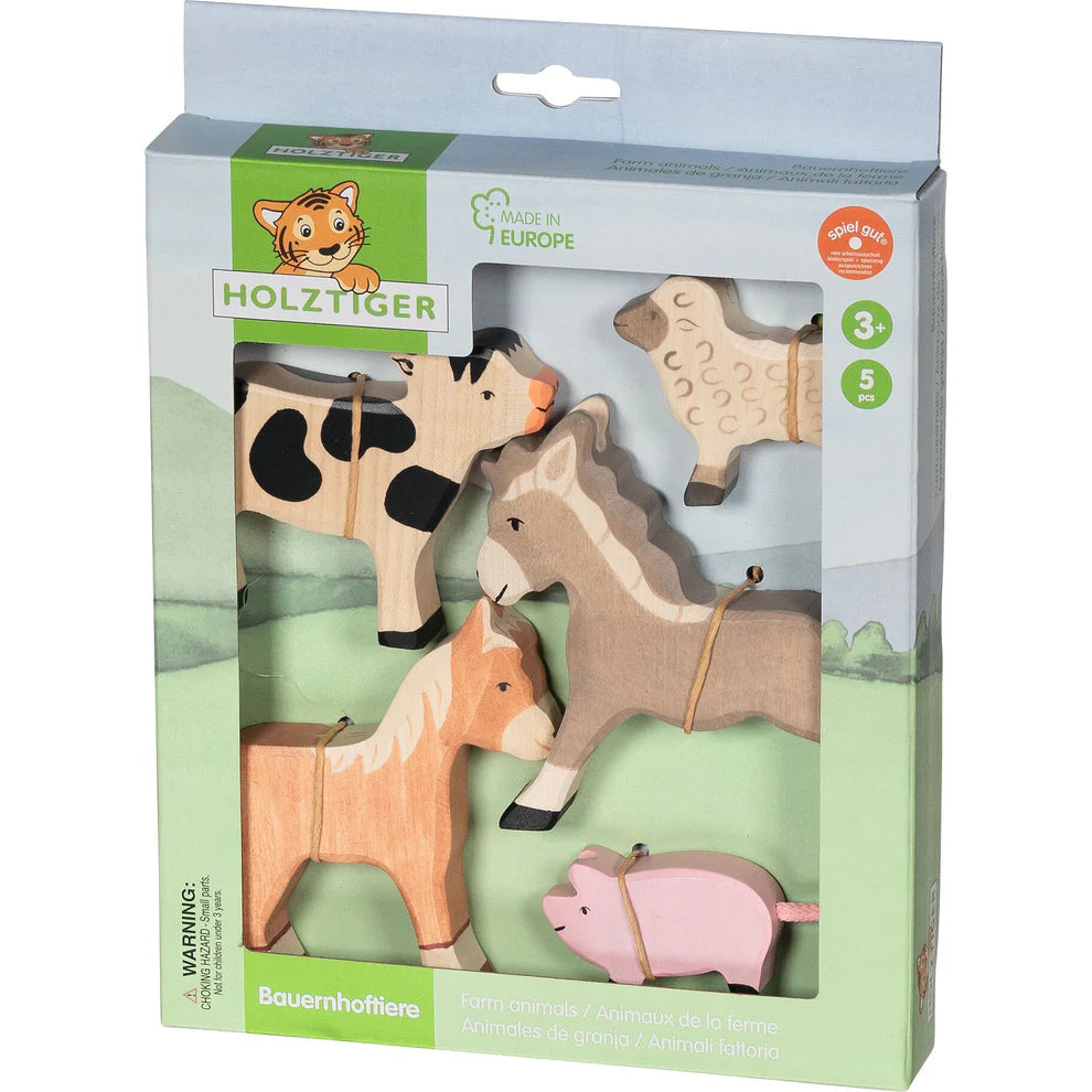 Holztiger Farm Animals Set (5pcs)-Holztiger-Modern Rascals