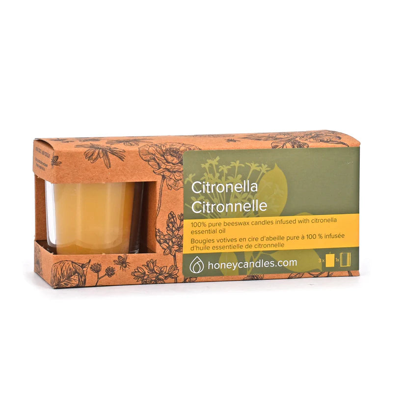 Honey Candles - 3 Pack of Citronella Beeswax Votive Candles-Honey Candles-Modern Rascals