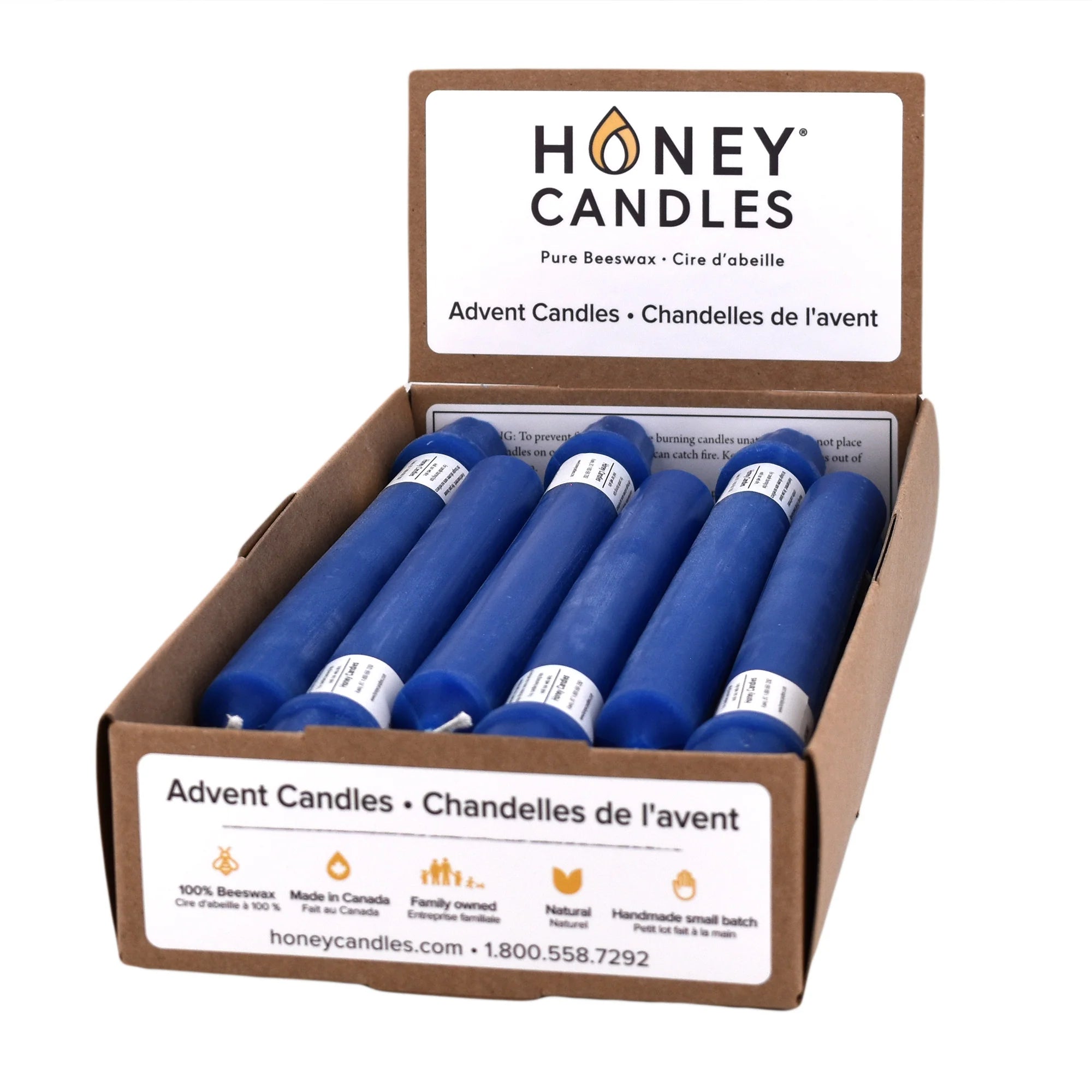 Honey Candles - Beeswax Advent Calendar - Blue (single candle)-Honey Candles-Modern Rascals