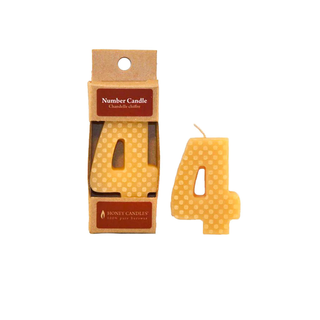 Honey Candles - Natural Birthday Candle - Number 4-Honey Candles-Modern Rascals