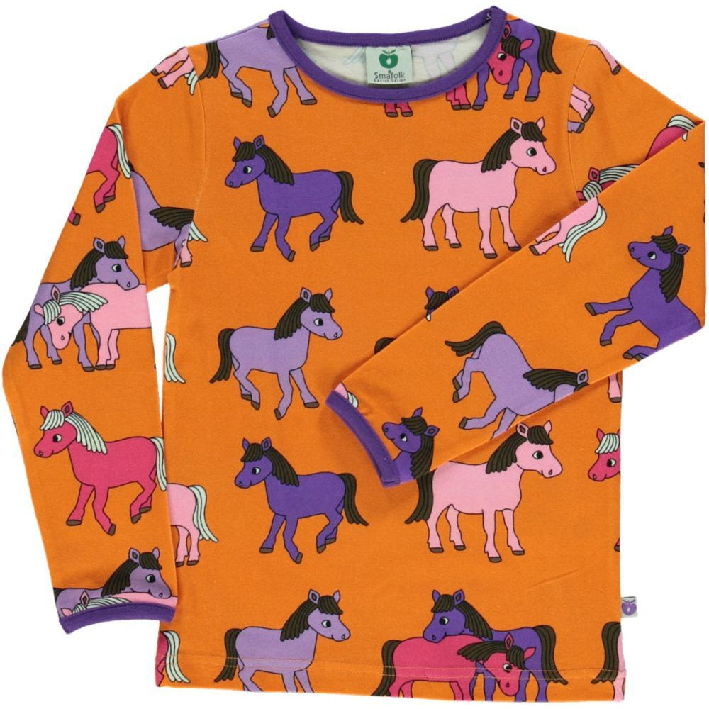 Horse Long Sleeve Shirt - Orange - 1 Left Size 9-10 years-Smafolk-Modern Rascals