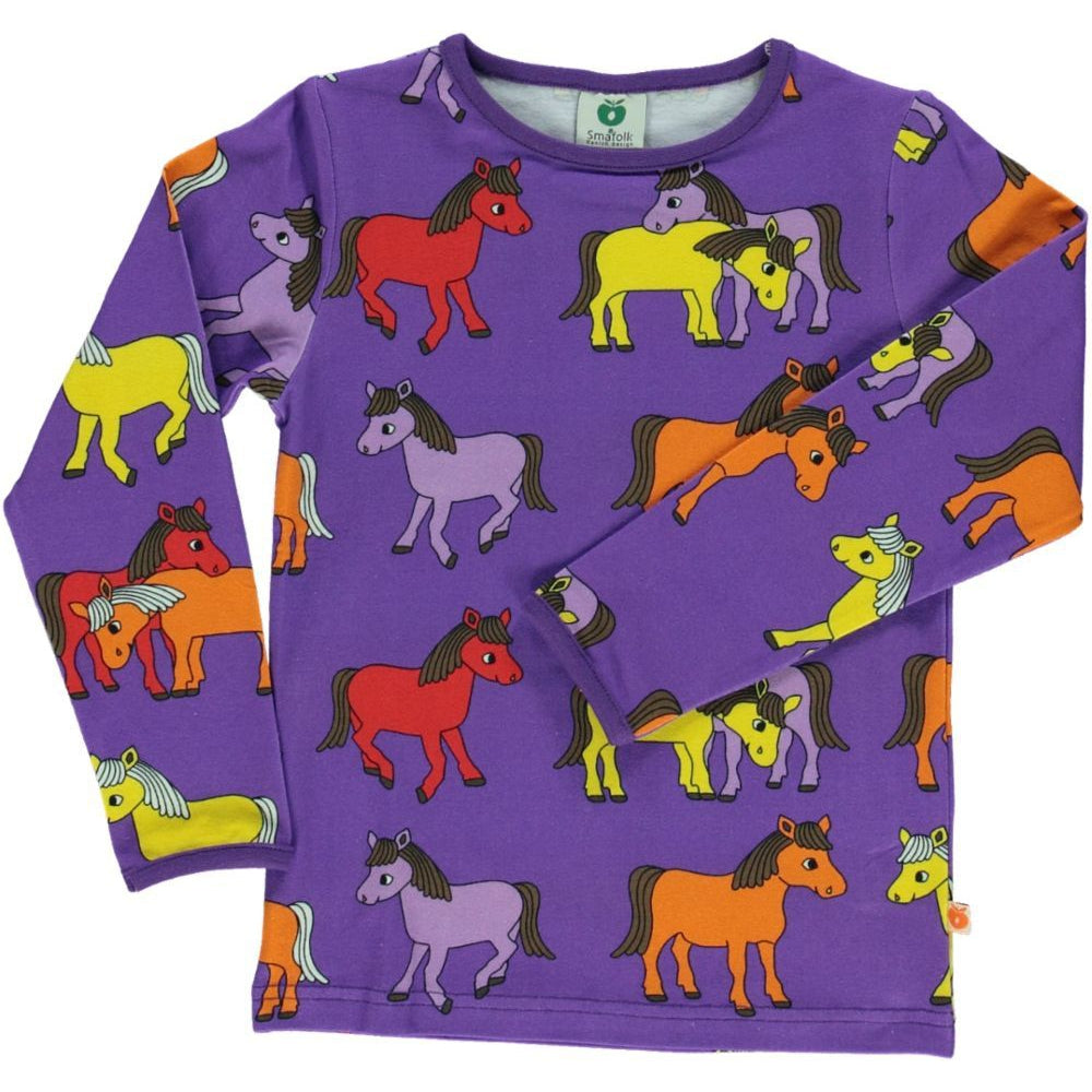 Horse Long Sleeve Shirt - Purple - 1 Left Size 11-12 years-Smafolk-Modern Rascals
