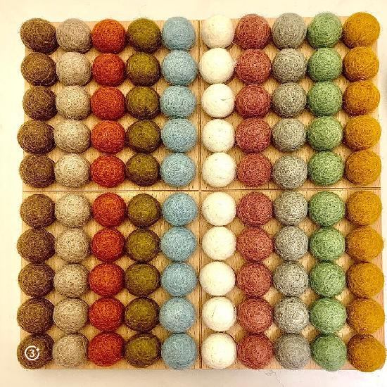 Hundred Board with 2cm Felt Balls - Earth-Papoose-Modern Rascals