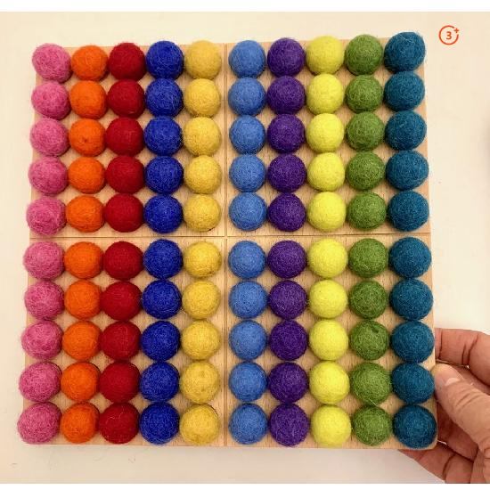 Hundred Board with 2cm Felt Balls - Rainbow-Papoose-Modern Rascals