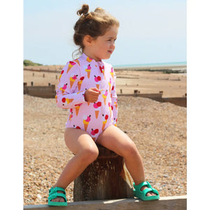 Ice Cream Cones Long Sleeve One Piece Swim Suit - 1 Left Size 2-3 years-Toby Tiger-Modern Rascals