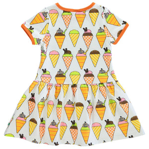 Ice Cream Short Sleeve Dress in Cream - 2 Left Size 2-3 & 11-12 years-Smafolk-Modern Rascals