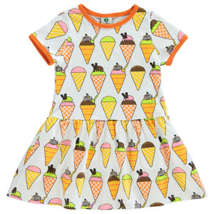 Ice Cream Short Sleeve Dress in Cream - 2 Left Size 2-3 & 11-12 years-Smafolk-Modern Rascals