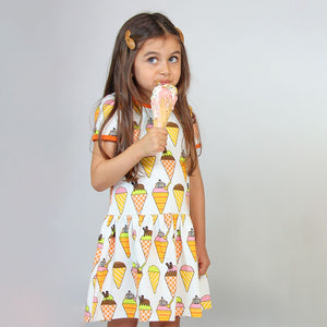 Ice Cream Short Sleeve Dress in Cream-Smafolk-Modern Rascals