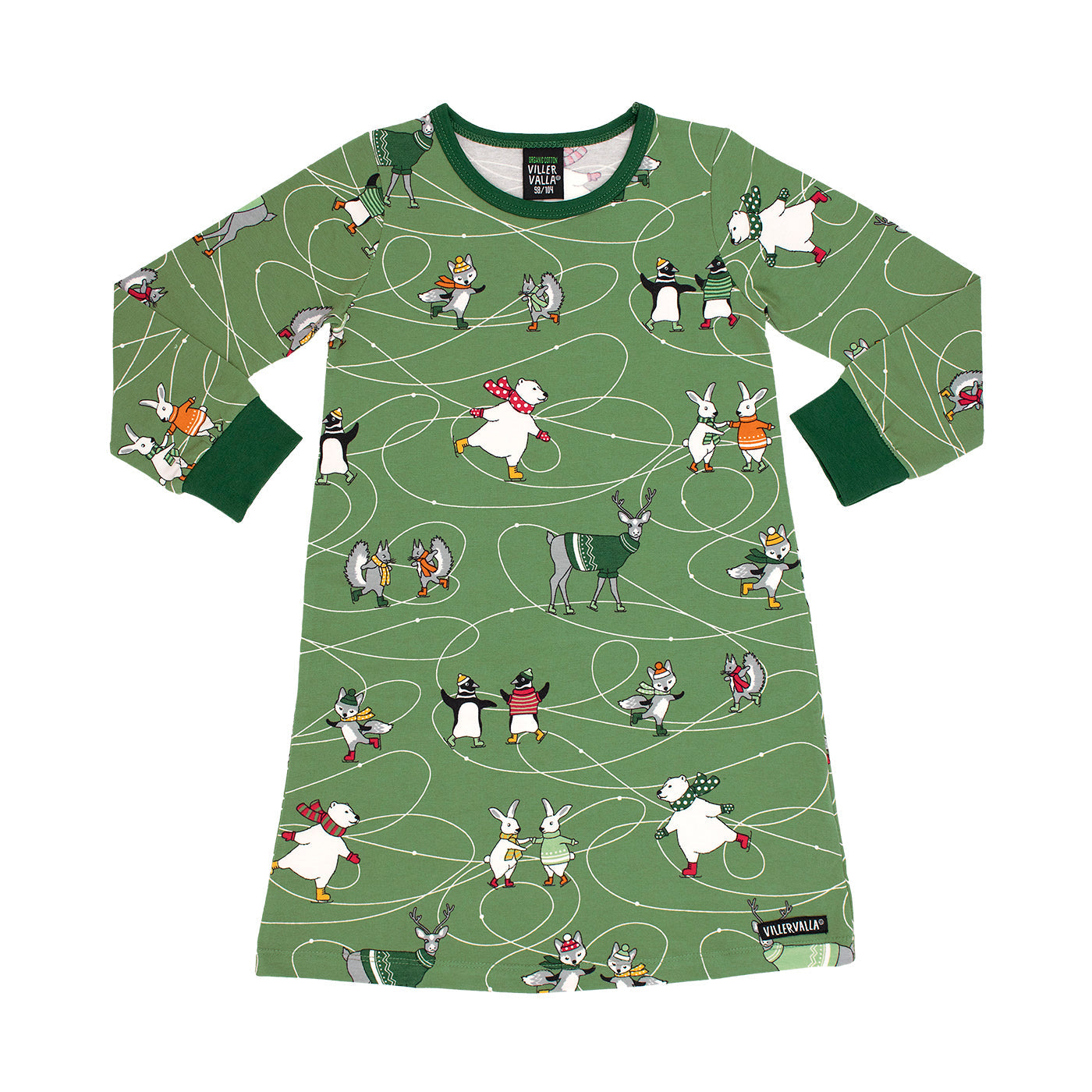 Ice Skating Long Sleeve Dress - Light Moss-Villervalla-Modern Rascals