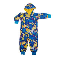 DUNS Sweden Blue Fall Flowers Hooded Suit in 12-14 years (164cm) - runs BIG