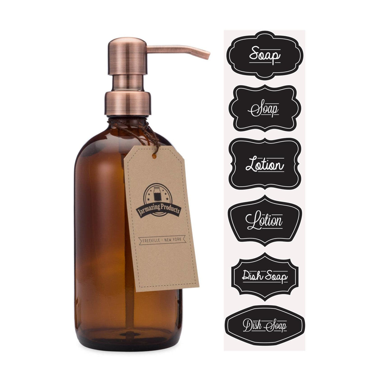 Jarmazing 16oz Amber Glass Soap and Lotion Dispenser-Jarmazing-Modern Rascals