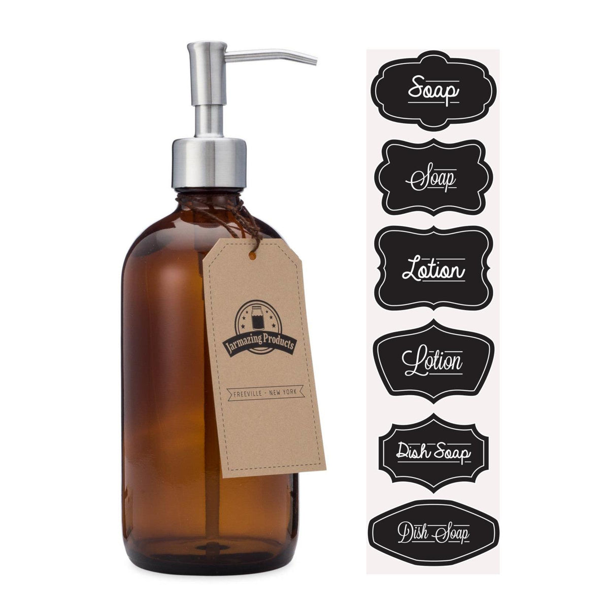 Jarmazing 16oz Amber Glass Soap and Lotion Dispenser-Jarmazing-Modern Rascals