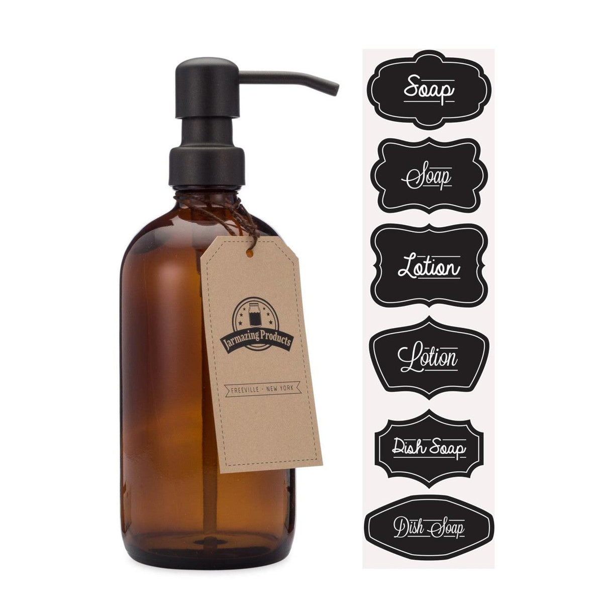 Jarmazing 16oz Amber Glass Soap and Lotion Dispenser-Jarmazing-Modern Rascals