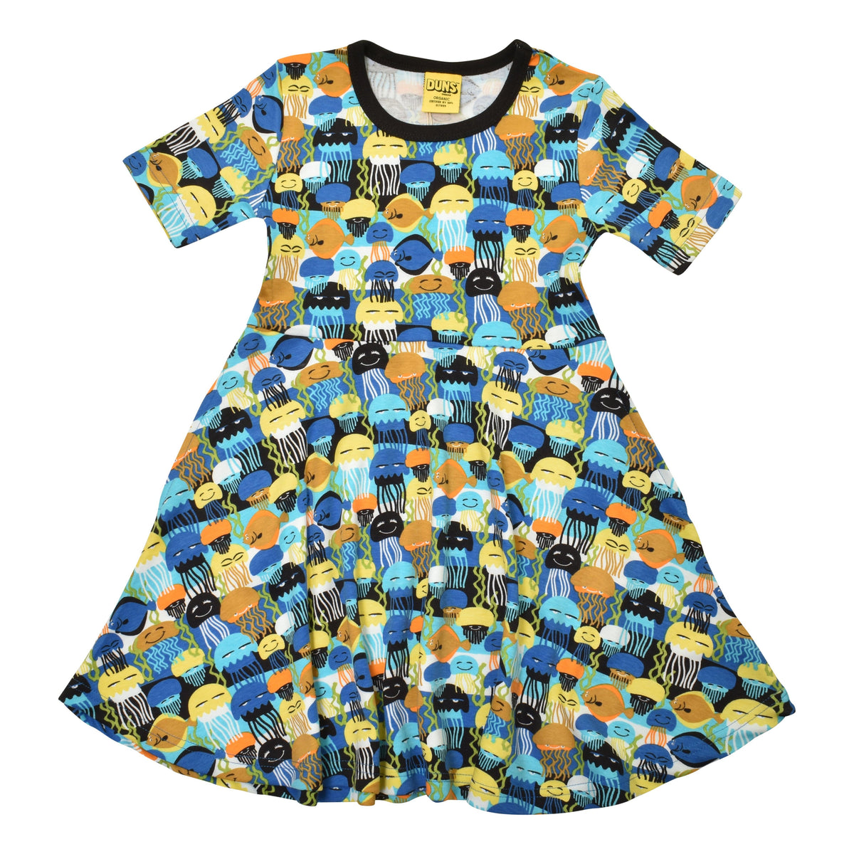 Jellyfish - Black Short Sleeve Skater Dress-Duns Sweden-Modern Rascals