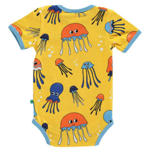 Jellyfish Short Sleeve Onesie in Yellow-Smafolk-Modern Rascals