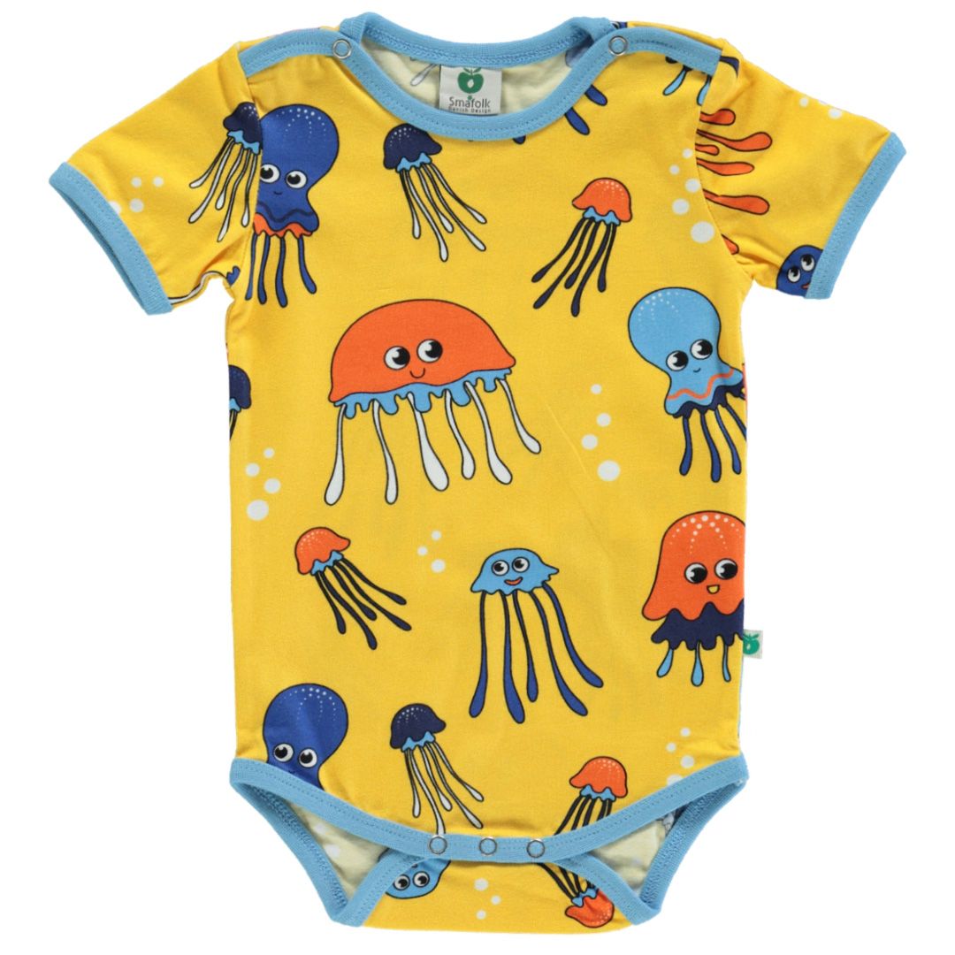 Jellyfish Short Sleeve Onesie in Yellow-Smafolk-Modern Rascals