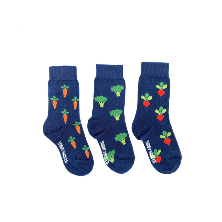 Kid's Broccoli, Radish, and Carrot Mismatched Socks-Friday Sock Co.-Modern Rascals