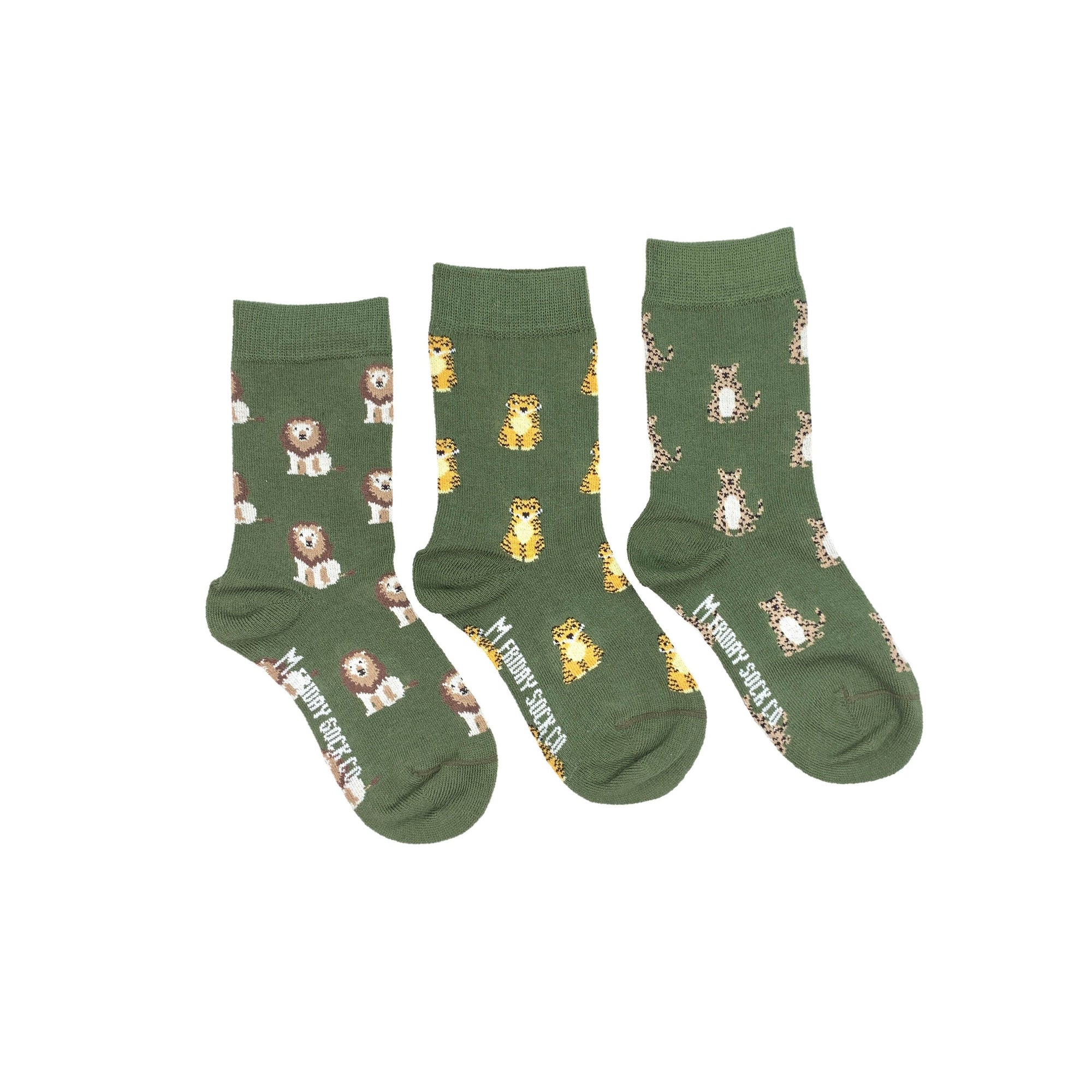 Kid's Lion, Tiger & Cheetah Mismatched Socks - 1 Left Size 8-12 years-Friday Sock Co.-Modern Rascals