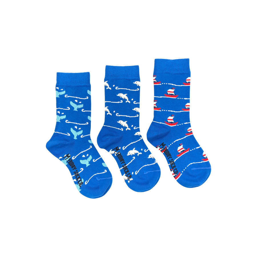Kid's Ship, Dolphin, and Whale Mismatched Socks-Friday Sock Co.-Modern Rascals