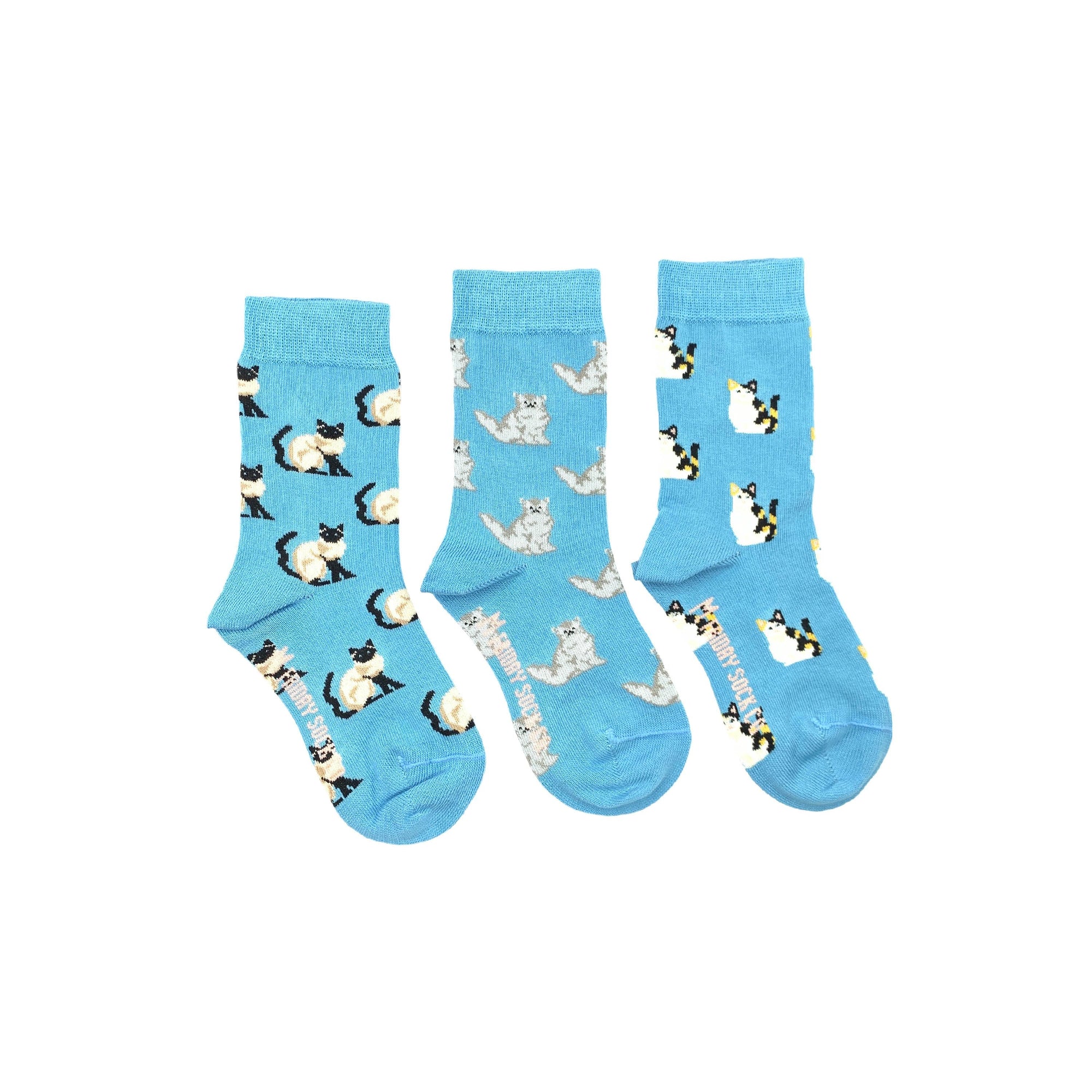 Kid's Three Cat Mismatched Socks - 1 Left Size 2-4 years-Friday Sock Co.-Modern Rascals