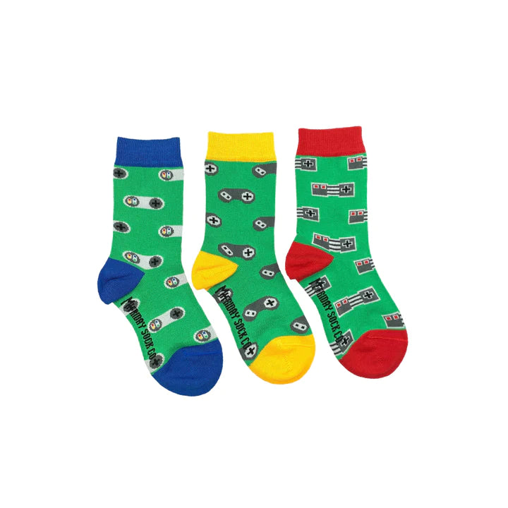 Kid's Video Game Mismatched Socks - 1 Left Size 2-4 years-Friday Sock Co.-Modern Rascals
