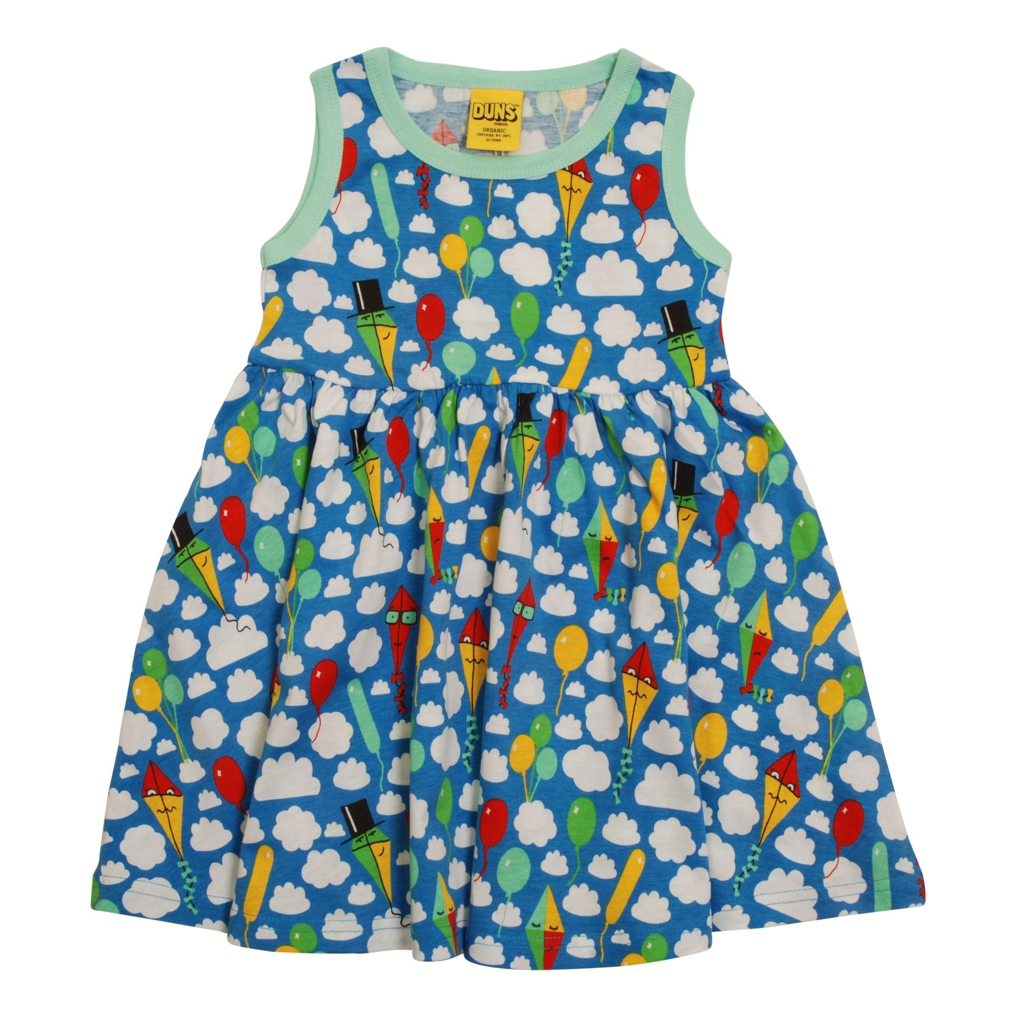 Kite And Clouds - Blue Sleeveless Dress With Gathered Skirt in Single Jersey - 2 Left Size 8-9 & 9-10 years-Duns Sweden-Modern Rascals