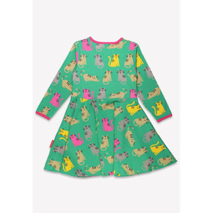 Kitten Print Long Sleeved Skater Dress-Toby Tiger-Modern Rascals