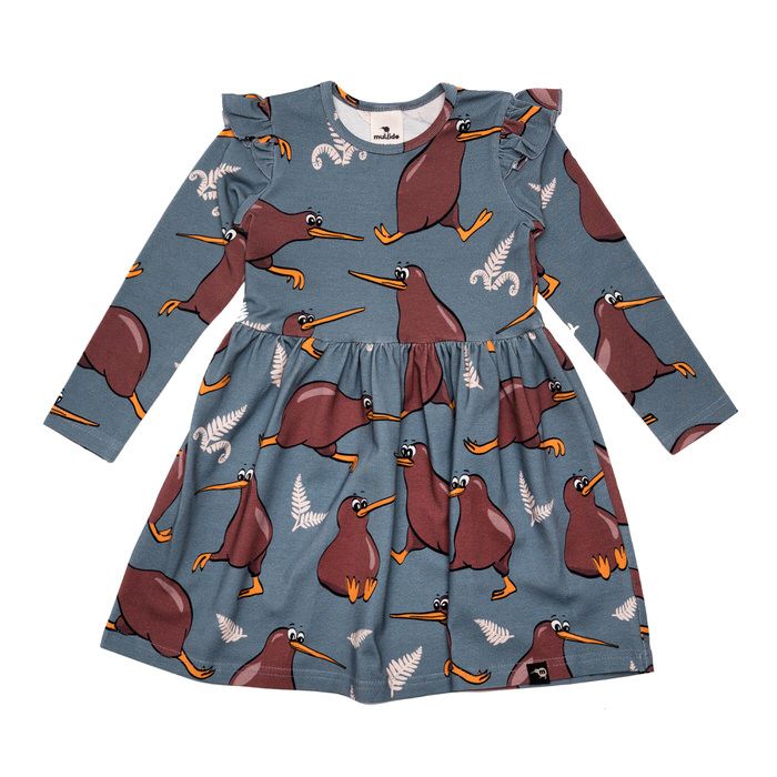 Kiwi Long Sleeve Dress - Blue - 2 Left Size 2-4 & 8-10 years-Mullido-Modern Rascals